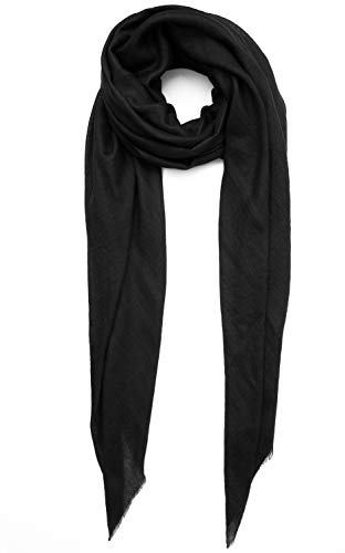 100% Hecho en Kashmir (caja de regalo) Bufanda Mezcla de Lana de Merino y Seda y Cachemira superfina suave Mujer Hombre Pashmina Invierno Profundo Negro