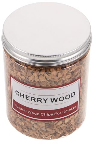 SOIMISS Astillas de Madera de Cerezo para Ahumar 125 G Trozos Naturales para Barbacoa y Cócteles Humo Aromático para Carnes Aves y Pescados en Exteriores Ideales para Picnic y