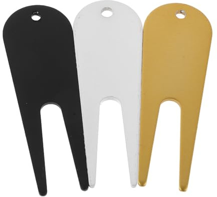 Gogogmee Set 3 Pezzi Forchette per Zolle da Golf in Metallo Marcatore Palline, Strumento Portatile per Riparazione Manto Erboso e Allineamento Putt, Accessori Golf per Manutenzione Green