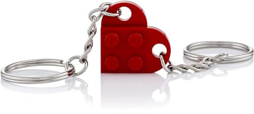 LEGO Dark Red Love Heart Keychain Keyring Valentines Birthday Gift