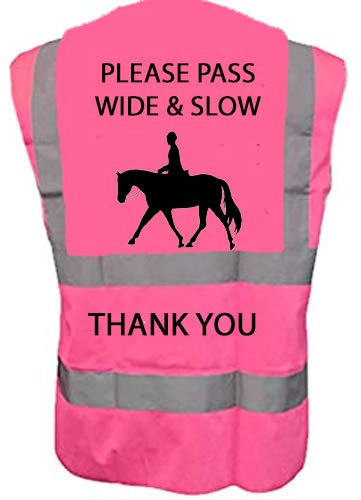 Hi Vis Viz High Visibility Reflective Vest Horse Riding Equestrian Safety Vest (Child S 28/30, Pink)