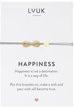 LUUK LIFESTYLE Filigranes Seiden Armband für Damen, Anhänger aus wasserfestem Edelstahl, Freundschaftsarmband, Glücksbringer Geschenk für Frauen und Mädchen, verstellbare Länge, Infinity, gold