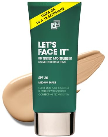 Shakeup Cosmetics Mens BB Tinted Moisturiser, Vegan Makeup for Men, Natural Coverage for Redness & Blemishes, 24hr Moisturisation with SPF, Easy Application, Medium Shade, 50ml. Aka. LET'S FACE IT