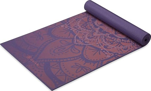 Gaiam Premium Yoga Mat, 6mm Thick Print Mat (Athenian Rose)