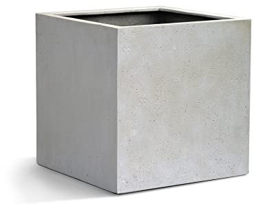 ESCHBACH® Pflanzkübel Cube 80 Creme Weiß Quadratisch XXL * 80 x 80 x 80 cm * Manufaktur Qualität * 10 Jahre Garantie