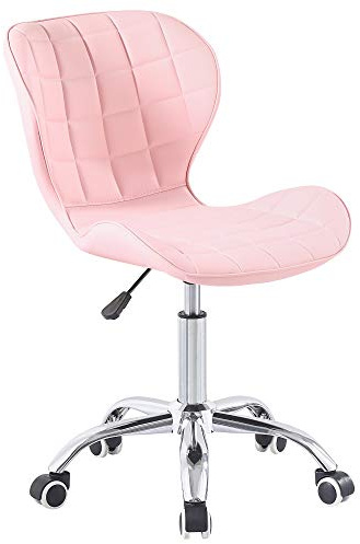 Charles Jacobs Swivel Office Chair with Chrome Base Wheels and Adjustable Height in Pink