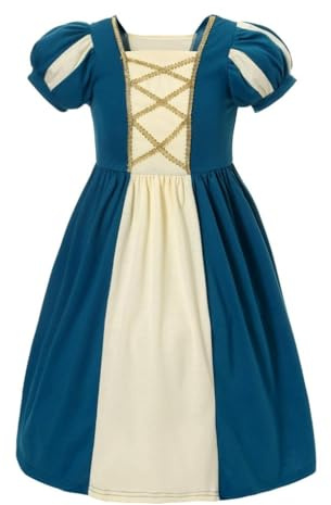 Lito Angels Deguisement Robe Princesse Merida Re pour Enfant Fille Taille 7-8 ans, Sarcelle Foncé (étiquette en tissu 130)
