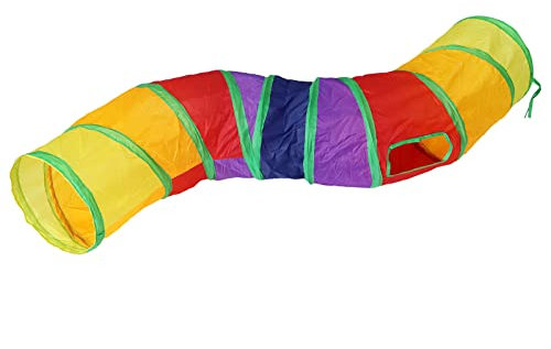 Bemodst Regenbogen Katzentunnel, S-förmiger 2-Wege-Tier-Tunnel, Zusammenklappbarer Spieltunnel Katzenspielzeug interaktives Pop-up-Labyrinth Hausspielzeug für Hauskatzen, Kaninchen,Hamster,Welpen,etc