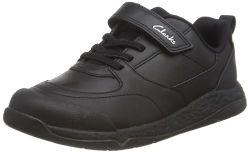 Clarks Boy's Steggystride K Sneaker, Piel Negra, 8/8.5 UK Child