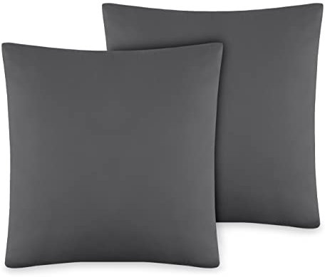 VelvetHome Deluxe 2er Set Kissenbezug 40x40 cm Made in EU Hohe Qualität Kopfkissenbezug mit Reißverschluss 100% Baumwolle Kissenhülle 40x40 Dunkelgrau