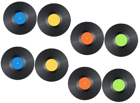 HOMSFOU Pegatinas De Pared De Registro De Vinilo 9.64 Pulgadas 8 Unidades Decoración Vintage Reutilizable para Habitaciones Fiestas Evento Musical Retro