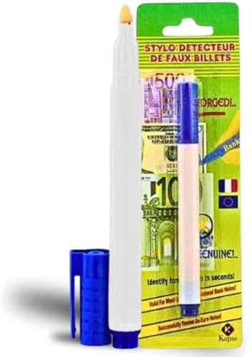 Falschgeld-Geldscheinprüfer - Falschgeld-Detektor in 2 Sekunden - Falschgeld-Prüfer - Echtgeldprüfer - Geldscheinprüfung - Filzstift leicht zu transportieren - Euros $ Währung..