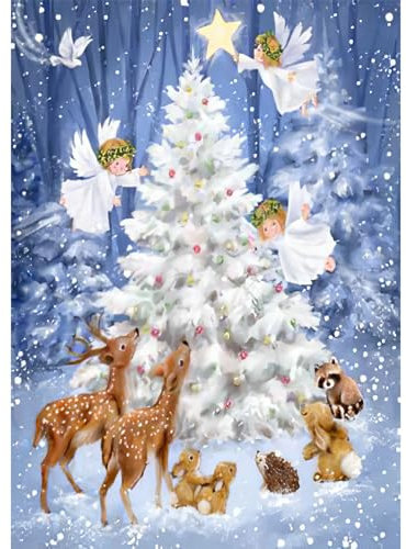RICUVED Weihnachtsbaum Diamond Painting Bilder, 5D Weihnachten Engel Diamant Painting Bilder Erwachsene Diamant Malerei Bilder Set Full Drill Xmas Diamond Cross Stickerei Malerei Set 30x40cm