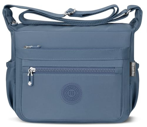JUYANO Umhängetasche Damen Mittelgroß, Nylon Wasserdicht Handtasche Damen mit mehreren Taschen Leichte Crossbody Bag Damen Verstellbarer Breitem Freizeit für Einkaufen Reisen Schule
