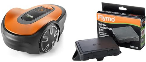Flymo EasiLife 250 GO Robotic Lawn Mower - Cuts Up to 250 sq m, Ultra Quiet Mowing & FLY077 Robotic Winter Protection Box for 1200R and EasiLife - 597657201