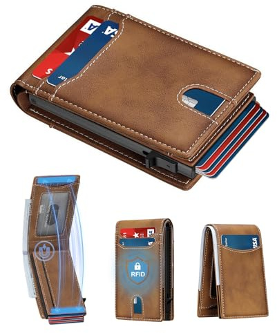 furid Card Wallet For Men Slim: Smart Rfid Minimalist Front Pocket Pop Up Wallet with ID Window - Gifts for Husband Father at Birthday Anniversary