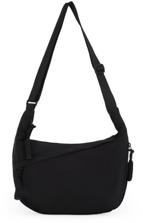 Fecialy halvmåne hobbo crossbody väska – multi-ficka slunga måne säckig dumpling väska för kvinnor och män, Svart