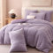 Lanqinglv Juego de ropa de cama de felpa de 220 x 240 cm, forro polar, color lila, tacto cachemira, ropa de cama cálida de invierno, funda nórdica térmica reversible y 2 fundas de almohada de 80 x 80