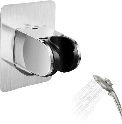 Wall Mount Shower Head Bracket - Universal Self Adhesive ABS Holder for Handheld Shower in Home and Hotel Bathroom