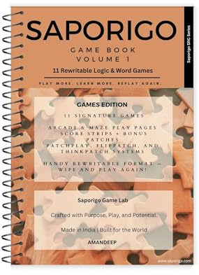Saporigo Game Book – Volume 1 | 11 Rewritable Logic & Word Games