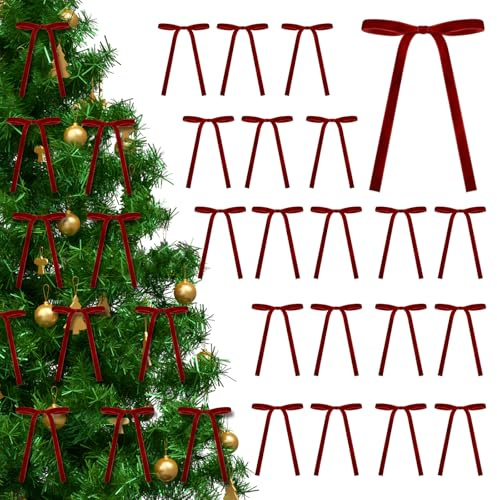 24 Pezzi Fiocco Velluto Natale, Fiocchi in Velluto per Albero di Natale, Fiocco Ghirlanda Vintage, Fiocco di Natale per Albero, per Albero di Natale, Confezioni Regalo e Decorazioni Matrimoni (B)