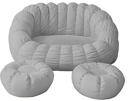 Fodera per poltrona a sacco, copertura morbida e soffice (solo fodera, senza imbottitura), copertura per poltrona a sacco, colore: grigio chiaro