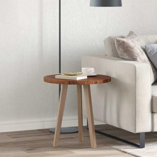 Qnhdfrt Tischplatte rund 50 cm Ø Massiv Eiche Dunkelbraun Outdoor taugliche Holzplatte für Küche Wohnzimmer Balkon und Garten