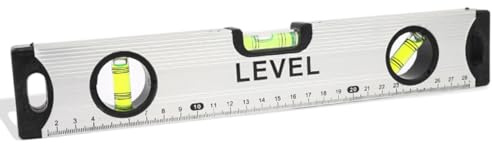 Niveau à Bulle 30 cm Magnétique, résistant aux chocs avec 3 bulles (180°-90°-45°), nivelle sécurisée, embouts amortisseurs, antidérapants intégrés, 1 fiole horizontale et 1 fiole verticale