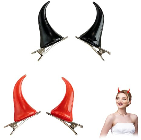 ZWWOGE 2 Serre-Têtes Rouge et Noir avec Cornes de Diable pour Femmes, Hommes et Enfants - Accessoire Carnaval et Fêtes Costumées - Idéal Costume Diable et Déguisement Maléfique