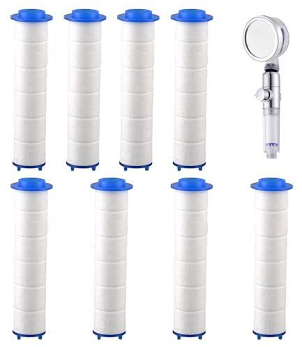 8 Stycken PP Filter för Duschmunstycken, 9,5 x 2 cm, Tar Bort Klorrester, Rengör Vattenkärna, Filterpatron, Allmänt Filter mot Kalkavlagringar för Regnduschmunstycken