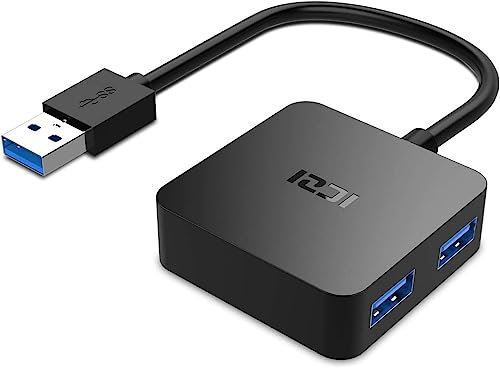 ICZI Hub USB 3.0,4 Puertos USB 3.0 Date Hub Compacto Concentrador Adaptador USB para Macbook, Surface Pro, XPS, PC Portátil, etc.-Negro