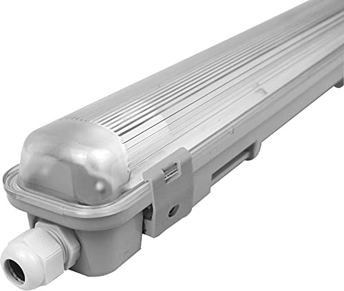CABLEPELADO Pantalla Estanca LED | Luminaria Techo | Conexión Lateral | IP65 | Apto Para 2 Tubos T8 de 120 cm | No Incluye Tubos | Clase de Eficiencia Energética A