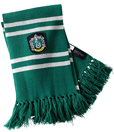 Elbenwald Harry Potter Écharpe Slytherin couleurs maison avec écusson et franges 24 x 170 cm Gris Vert