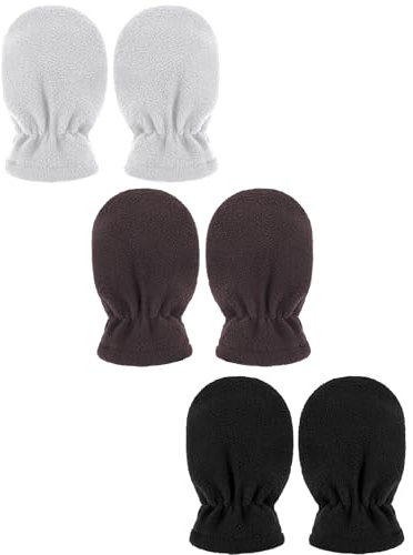 3 Pares de Manoplas de Invierno de Bebé y Niños Pequeños de Forro Polar Cálidas (Blanco, Café, Negro, 6-18 meses)