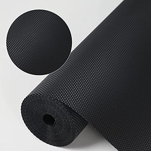 WochiTV Drawer Liners, EVA 30cmx300cm Waterproof Non Adhesive Shelf Liner Cabinets Cupboard Non-Slip Liner Refrigerator Mats for Kitchen Cabinet, Cupboard, Shoe Rack, Closet, Cupboard, Black