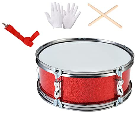 Oshhni 11 pouces caisse claire tambours de musique avec baguettes instrument de percussion portable instruments de musique pour adultes garçons cadeaux, Rouge