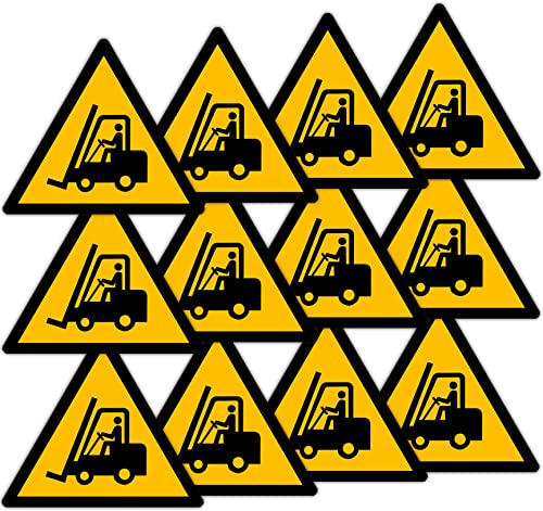 Becral - Autocollant passe-brouette/panneau triangle W014 homologué, ASR A1.3, DIN EN ISO 7010 polyester jaune noir (70 mm - 12 unités)