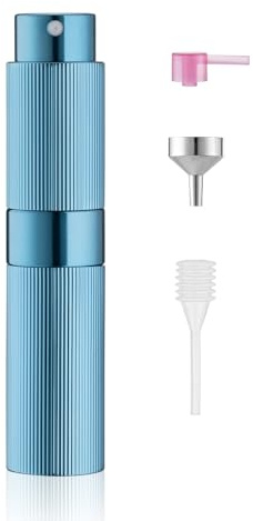 Toureal Travel Perfume Atomiser Refillable, Mini Aftershave Spray Bottle | Portable empty cologne refill pump dispenser, small glass fragrance atomizer for men & women Blue