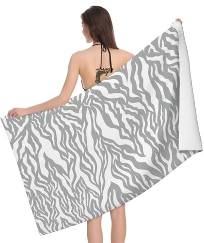 Mikrofaser Strandtuch Zebramuster 70x150 cm, 3D Kunstmotiv Badetuch für Erwachsene Kinder Weiches Leicht Handtuch Schnelltrocknend Sandfreies Strandhandtuch