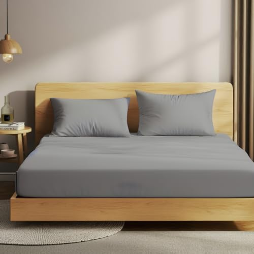 POLHIM Premium Jersey-Spannbettlaken | 100% Atmungsaktive Baumwolle | Extraweich für Traumhaften Schlaf 30 cm Matratzenhöhe | Pflegeleicht & Langlebig (Hellgrau, 140x200)