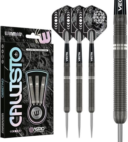WINMAU Darts Callisto 22g 90% Professionella Volfram Stålspets Dartset med Dartflyg och Dartstammar