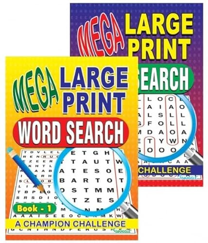 Sixstore Mega Large Print Set of 2, A4 Word Search Puzzle Book, Wordsearch Yellow and Purple Books