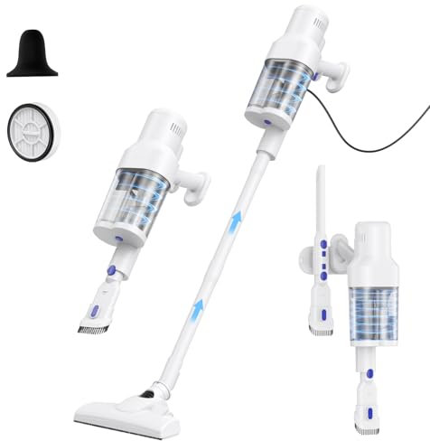 HOPVISION Aspirateur à Manche avec Fil pour la Maison, Les Tapis et Les sols durs，Ultralight Low-Noise with HEPA Filter