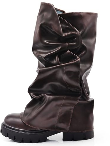 IF Stivali Donna 2 in 1 con Gambale Arricciato Rimovibile – Design Versatile con Platform – Look Doppio in un Solo Paio G705 Brown N.38