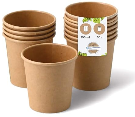 BIOZOYG 50 Stück Kaffeebecher Pappbecher 100ml / 4 oz Ø 62 mm braun - Einwegbecher plastikfrei - Becher aus nachhaltiger Forstwirtschaft - Kaffeebecher Einweg
