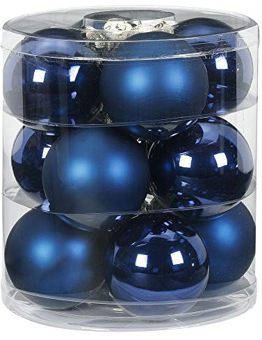 Magic Weihnachtskugeln Glas 8cm 12 STK. Christbaumkugeln (Midnight Blue - Dunkelblau)