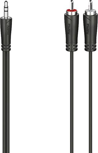 Hama Klinkenkabel 3,5mm - 2x CINCH (RCA, Mini Jack 3,5mm, aus flexiblen Materialien, 15m) schwarz