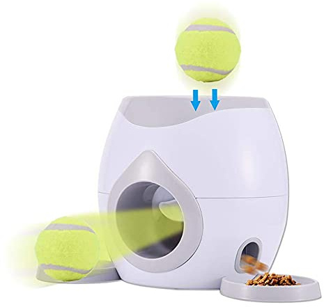 YueWan Interaktiv kastbollmaskin hund bollkastare för hundar, automatisk bollavfyrare hämtning tennisboll