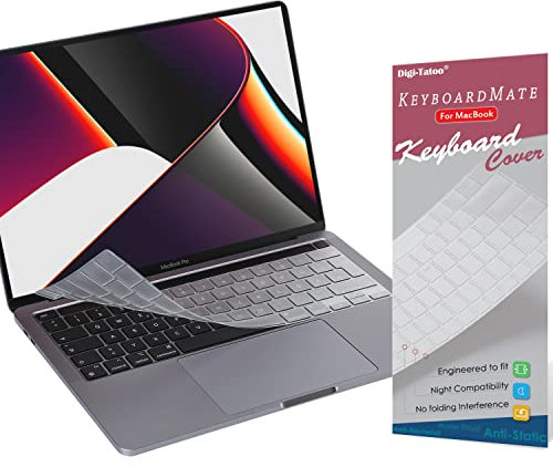 Digi-Tatoo Ultra Dünn Tastaturschutz Kompatibel für 2022 New M2 chip MacBook Pro 13 and 2020/2019 Pro 13 Zoll A2338 A2289 A2251(EU/German-Layout),Transparent,TPU