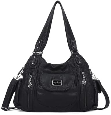 Angel Kiss Purses for Women, Large Shoulder Bag Hobo Tote Purse Mutipocket Faux Leather Satchel Hobo Purse